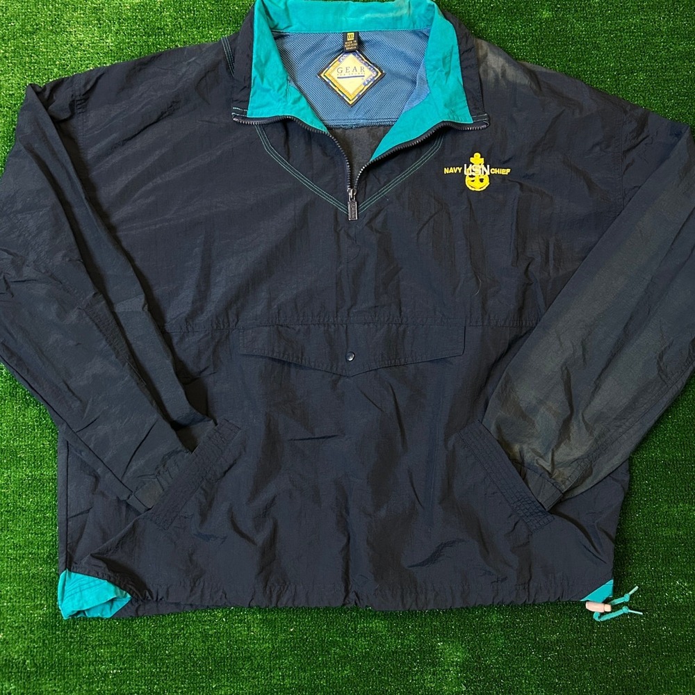 Gear For Sports Windbreaker Mens XXL Navy Blue USN Chief Anorak Pullover S51410